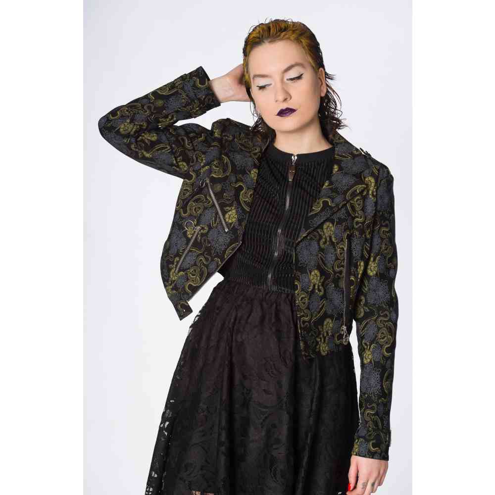 Banned - SLITHER CROP BIKER JACKET Veste - Noir